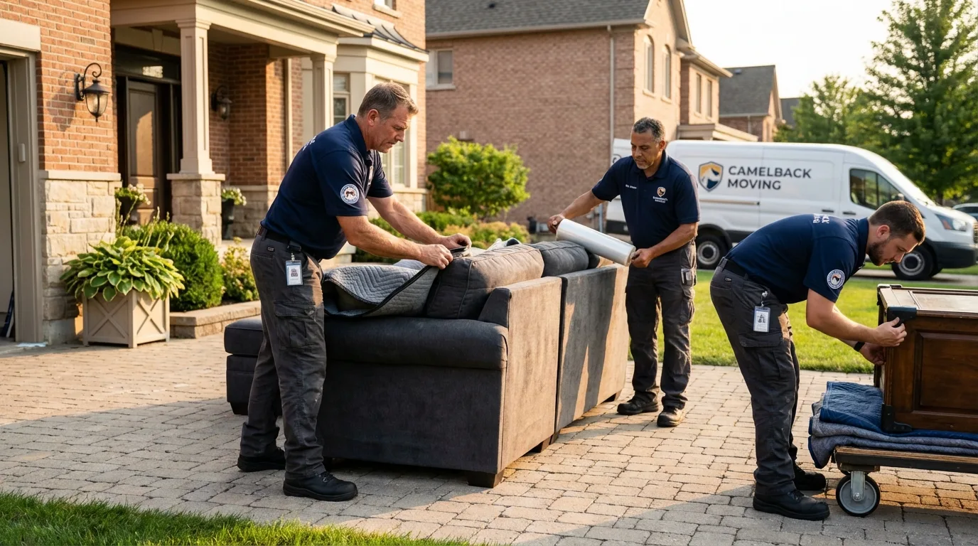 Large estate moving crew wrapping furniture in Antlers, OK