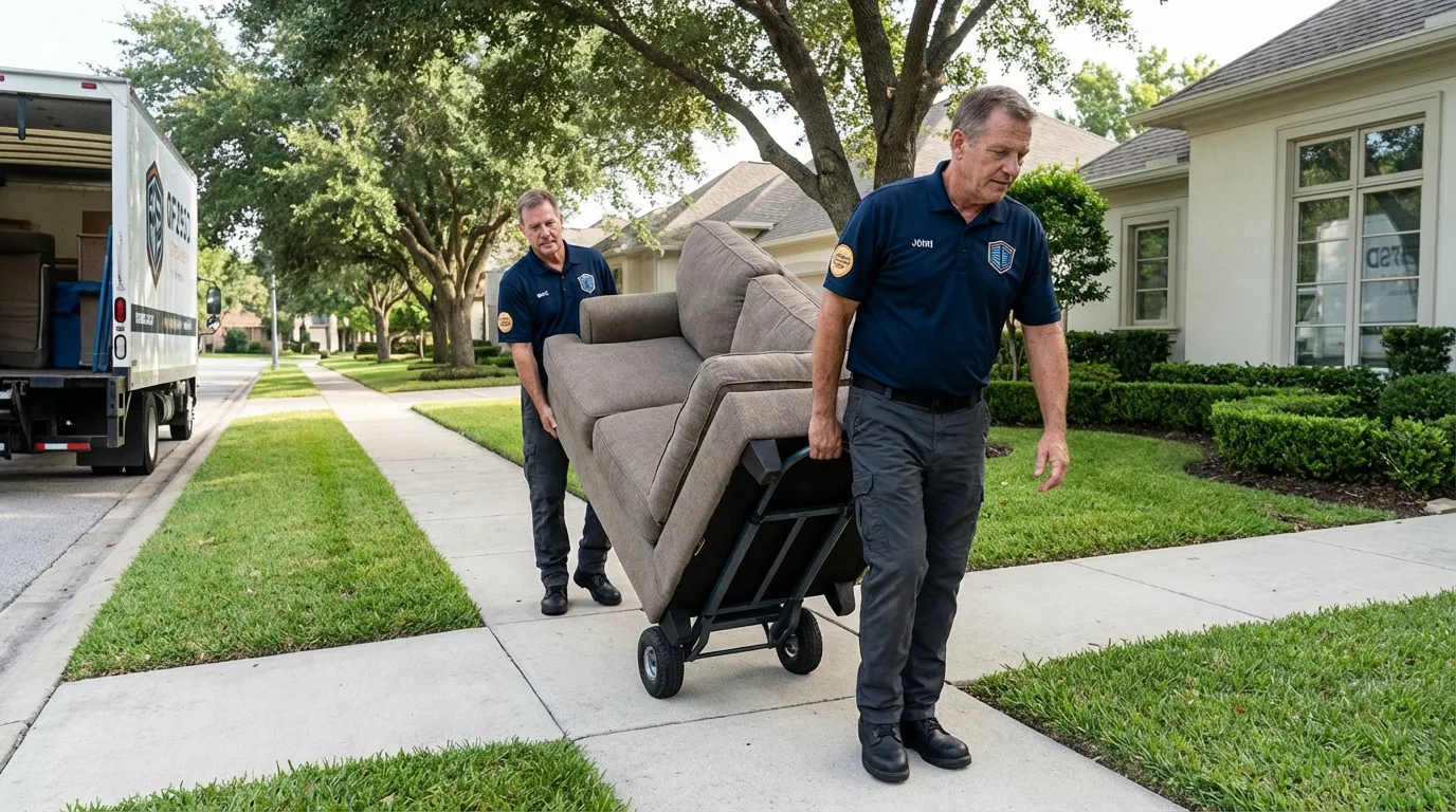 Local residential moving crew loading furniture in Antlers, OK